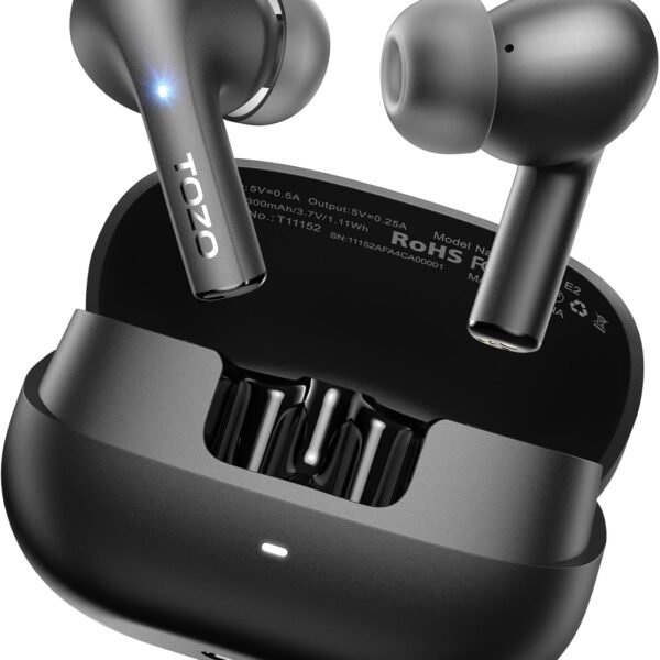 TOZO E2 Wireless Earbuds with 2 Mics AI Call Noise Cancellation, 10mm Drivers with Powerful Bass, App Customize 32 EQs, 30H Playtime, Bluetooth 5.3 Ear Buds, Comfort Fit in-Ear Headphones